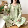 2026 Nuevo Set de Pijama de Algodón y Seda de Alta Gama para Mujer Primavera Verano Holgado Tallas Grandes Ropa de Casa Se Puede Usar Afuera Anti-Exposición