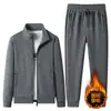 Traje de Sudadera 100% Algodón Primavera y Otoño Terciopelo Mismo Estilo Sudadera Traje de Dos Piezas Holgado Talla Grande Pantalones de Chándal de Terciopelo