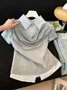Camiseta Manga Curta Feminina Estilo Coreano Falsa Duas Peças Patchwork Listras Verticais Gola Lapela Design 2026 Afunilada na Cintura Emagrecedora