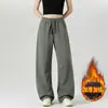 Pantalones deportivos de chándal versátiles de moda para mujer, talla grande, estilo americano de otoño, pantalones grises de pierna ancha, pantalones casuales fluidos para jóvenes, modernos