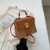 Bolsas Únicas de Palha Trançada para Mulheres, Tendência da Moda Primavera 2026, Bolsa Transversal Casual Elegante de Alto Valor, Pequena Bolsa de Mão Quadrada