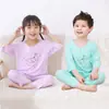 Pijamas Infantiles, Ropa de Casa de Verano Fina para Niños de Modal, Conjuntos de Tres Cuartos y Manga Corta para Niñas, Ropa de Aire Acondicionado para Niños Pequeños y Medianos