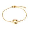 Pulseira japonesa e coreana de expressão simples de sorriso, pulseira fofa de smiley para menina, coração, aço titânio, diamante, pulseira, joias, atacado