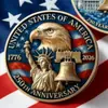 Moeda comemorativa transfronteiriça para o 250º aniversário da fundação dos Estados Unidos, moeda de design plano 2D apresentando a Estátua da Liberdade