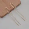 Grampo de Cabelo Ondulado em Forma de U de Fio de Cobre DIY Estilo Antigo Acessório de Cabelo Hanfu Dinastia Ming Grampo Lateral Grampo Conservador de Cor Galvanizada Acessório de Enrolamento de Flor