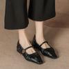 Nuevos Zapatos Planos Retro Franceses de Otoño e Invierno para Mujer, Zapatos de Boca Baja para Mujer, Tacones Bajos de Piel Suave, Mary Jane Fruncido con Punta Cuadrada Pequeña
