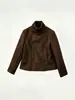 Top feminino estilo Y2K para outono e inverno, gola alta, jaqueta preta com botões diagonais para mulheres baixinhas, estilo coreano, caimento solto, modelador, design vintage