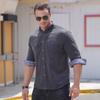 Amazon talla grande camisa de manga larga para hombre casual holgada moda pana grande más gordo camisa de manga larga para hombre gordo
