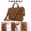 Bolsa Masculina Jiameida de Couro Genuíno Europeu e Americano para Viagens de Negócios, Bolsa Transversal, Pasta de Couro de Vaca de Primeira Camada com Costuras, Estilo Executivo