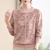 Suéter de Punto de Manga Larga Moderno para Primavera y Otoño para Madres, Camiseta Exterior Holgada Delgada para Mujeres de Mediana Edad y Mayores