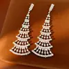 Pendientes de Aguja Plateada con Incrustaciones de Diamantes, Diseño Hueco Redondo en Forma de Abanico, Lujo Ligero y Sensación de Alta Gama, Pendientes Exagerados de Nicho Exquisitos y Elegantes para Mujer