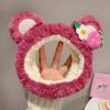 Diadema de Felpa de Dibujos Animados de Oso Fresa Famoso en Internet para Mujer Aplicar Mascarilla Antideslizante Lindo Pinza para el Cabello para Recoger el Cabello Diadema para Lavar la Cara para Niños