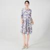 Vestido de Alta Gama para Mujer Estilo Issey Miyake con Textura Premium, Cuello Redondo Estampado, de Longitud Media, Corte Holgado, Favorecedor y Adelgazante