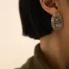 Novos Brincos de Grade Estilo Chinês para Mulheres, Design de Nicho de Luxo Leve, Temperamento Artístico Retrô de Alta Qualidade, Brincos de Tarraxa Elegantes