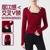 Blusa Deportiva Versátil para Mujer con Escote en V Cruzado, Manga Larga, Transpirable, Efecto Adelgazante en la Cintura, Top para Pilates y Fitness