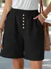 2025 Europeu e Americano Transfronteiriço Amazon Novo Verão Feminino Casual Solto Bolso Algodão e Linho Shorts