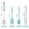 Herramientas para Hornear en Casa para Principiantes Set de Cuatro Piezas Batidor de Huevos Semiautomático Pinza para Alimentos Raspador de Silicona Integrado Barredora