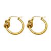 Acero Inoxidable Moda Simple Romántico Estilo Francés Vintage Distintivo Nudo Geométrico Aretes Pendientes de Aro Dorado para Mujer