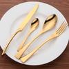 Juego de cubiertos de acero inoxidable color titanio Kaya cuchillo para bistec tenedor cuchara cuchara de té juego de cubiertos de 4 piezas con letras