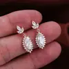 Pendientes de encaje europeos y americanos con forma de gota transfronterizos, pendientes de cobre con circonita incrustada de moda, pendientes sexys de temperamento para mujer