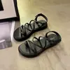 Sandalias de Punta Francesa para Mujer Verano Exterior Nueva Moda Casual Suela Gruesa Hebilla Sandalias Planas para Falda