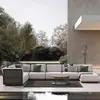 Juego de Sofá de Exterior para Patio de Villa, Tumbona Impermeable de Teca y Ratán, Muebles de Ocio para Terraza y Jardín de Casa Modelo