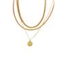 Moda de joyería transfronteriza europea y americana, collar con etiqueta de elefante versátil, personalidad simple para mujer, collar de cadena de cuentas redondas multicapa