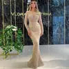 Primavera 2025 Nueva Ropa Femenina de Exportación Europea y Americana Transfronteriza Nuevo Bronceado Manga Larga Ajustado Sexy Falda Larga Vestido de Noche Falda Larga
