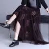 Falda de malla de marca auténtica para mujer, nuevo modelo otoño e invierno 2026, falda de tul con cielo estrellado de lentejuelas, falda larga plisada, falda bordada