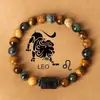 Pulsera de las Doce Constelaciones 8mm Ojo de Tigre Piedra con Imagen Pulsera Hecha a Mano Piedra Natural con Cuentas Pulsera de Constelación con Tarjeta