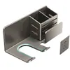 Soporte para secador de pelo de aluminio sin taladro Estante de almacenamiento para pared de baño con caja de almacenamiento Estante de almacenamiento para secador de pelo Instalación sin taladro