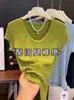 Camiseta de Manga Corta Cuadrada de Nuevo Estilo Verano 2026 para Mujer con un Diseño Único, Ceñidor de Cintura de Espina de Pescado, Corte Ajustado, Top Versátil