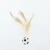 Juguete para Gatos Pelota Elástica Palo con Plumas para Limpiar Dientes, Entretenimiento Propio y Alivio del Aburrimiento, Pelota de Goma de Fútbol Baloncesto