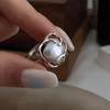 Anillo Envolvente Perla de Vid para Mujer, Estilo Coreano Moda Personalidad Luna Creciente Anillo Nuevo Abierto, Anillo de Dedo Índice de Moda