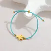 Popular Transfronteiriço Nicho Simples Moda Pulseira de Corda Azul Design Vilão do Amor Pingente Redondo Pulseira de Aço Inoxidável Tendência
