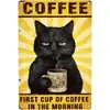 Letreros de Lata Gato Negro Gato Antes del Café Odio a Todos Decoración de Pared Vintage Arte Retro Letrero de Lata Que Dice Letrero de Café Decoraciones Divertidas para Hogar Bar Pub Cafetería Habitación de Granja Póster de Metal 11.8x7.9 Pulgadas