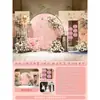 Decoración de Banquete de Compromiso Chinoiserie Rosa de Gama Alta Pared de Fondo Simple y Atmosférica Arte Floral Escena Completa Tablero Kt
