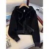 Moletom curto vinho para mulheres, forrado com fleece, grosso, com capuz, com zíper, super estiloso, para baixinhas, jaqueta cardigã estilo americano para primavera