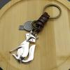 Llavero creativo para hombre aleación Zorro vintage tejido piel de vaca llavero bronce
