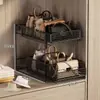 Organizador de almacenamiento de bolsas, estante con paneles divisores, vitrina, estante de múltiples niveles extraíble para ahorrar espacio para armario