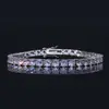 Cadena de Tenis Popular Europea y Americana Transfronteriza Pulsera de Circonita Marca de Moda Hip-Hop Chapado en Cobre Oro de 18 Quilates Pulsera para Hombre Joyería al por Mayor