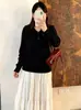 Suéter de Punto con Cuello Marino y Media Cremallera Talla Grande para Mujer 2026 Otoño Suéter Holgado para Mujeres con sobrepeso