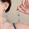 Brincos Longos de Borla de Cristal Estilo Étnico Retrô para Mulheres, Brincos Exagerados e Elegantes para Mulheres, Brincos de Design de Moda de Luxo Acessível