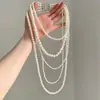 Collar de Cadena de Perlas con Colgante de Luna Creciente de Bruja Dulce y Fresco para Mujer, Cadena para Clavícula en Capas Única y Elegante, Accesorio Exagerado
