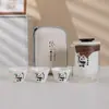 Juego de Té de Viaje Panda Zhihetang Juego Portátil de Una Olla Tres Tazas Seis Tazas para Exterior para Llevar Taza Exprés Regalo