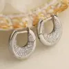 Aogu Moda Lujo Accesible Chapado en Cobre Oro de 18 Quilates Circonita Pendientes en Forma de U para Mujer Europeos y Americanos Ins Nicho Pendientes Personalizados de Gama Alta Nuevos