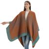 Venta al por mayor de fábrica comercio exterior geométrico diamante chal abrigo otoño e invierno mujer cálido tejido capa Capa Amazon venta caliente