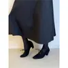 Tacones Altos Vintage Cuadrados Mate para Mujer 2026 Nuevo Estilo Boca Baja Estilo Francés Lazos Cruzados Tacón Grueso Zapatos de Salón
