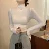 Atacado Transfronteiriço Outono e Inverno Veludo Alemão Gola Alta Meia Camiseta Térmica de Manga Longa Feminina Modelagem Slim Versátil Camiseta Básica