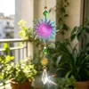 Ornamento de sino de vento de cristal apanhador de sol de girassol transfronteiriço, peças de metal coloridas, decoração de casa arco-íris, dropshipping disponível